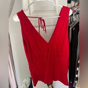 Abercrombie & Fitch Red V-Neck linen Tank Top